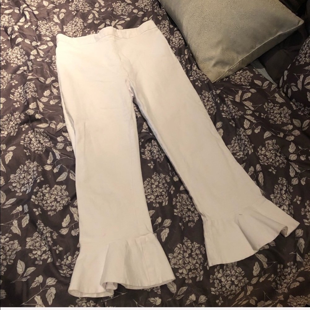 Tiger Mist High Waisted White Cropped Flare Pants